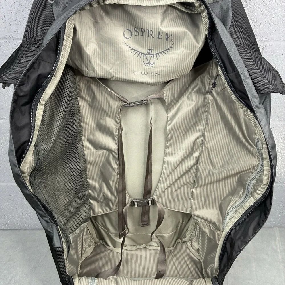 Osprey Meridian Wheeled Convertible Luggage Backpack Gray Carry On Travel Bag